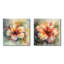 Pétales d'hibiscus orange vert - ensemble de 2 collages carrés d'hibiscus floraux-850718178-850718204