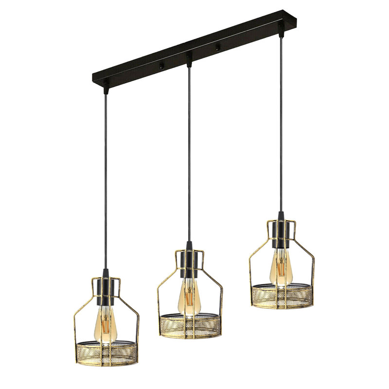 Elisheba 3 - Light Brushed Copper Kitchen Island Pendant, No