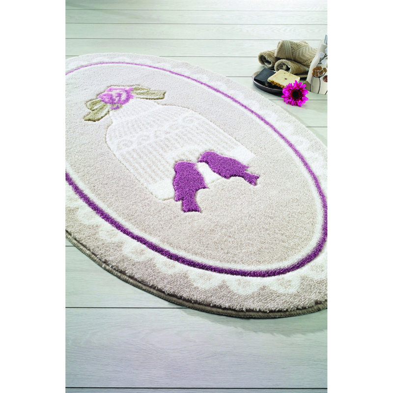 Tapis pour salle de bain Melbourne, Mauve / blanc / beige, H 0,5 po x l 25,98 po x L 42,13 po