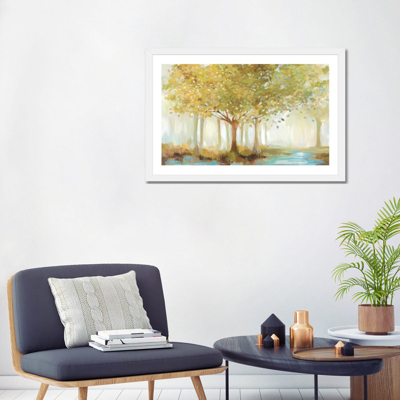"Forest River" par Allison Pearce, reproduction d’art sur toile, H 24 po x l 32 po x P 1 po, Papier encadré blanc, Blanc
