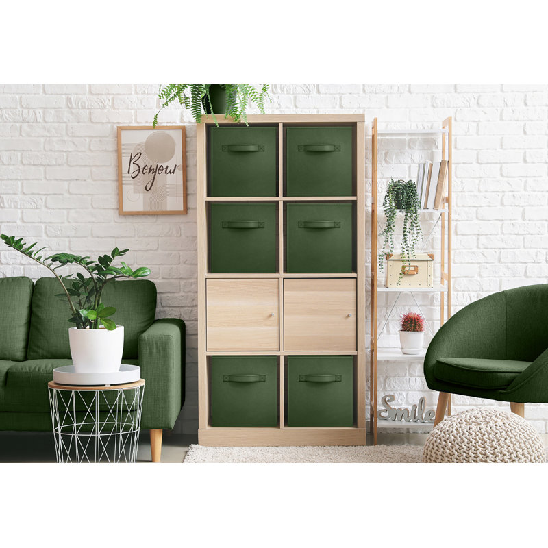 11" Foldable Fabric Storage Cube Bins with Handles, Green