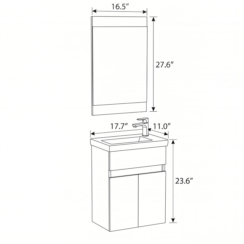Ensemble de meuble-lavabo simple avec miroir Alastair, Matte White