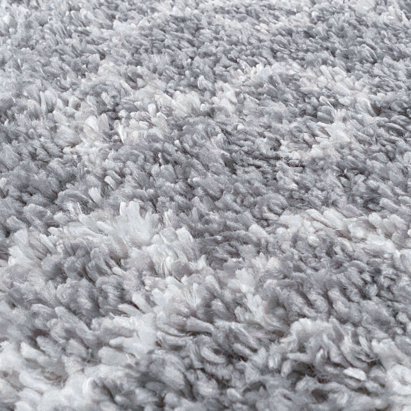 Tapis géométrique argenté, Rond 7 pi 10 po