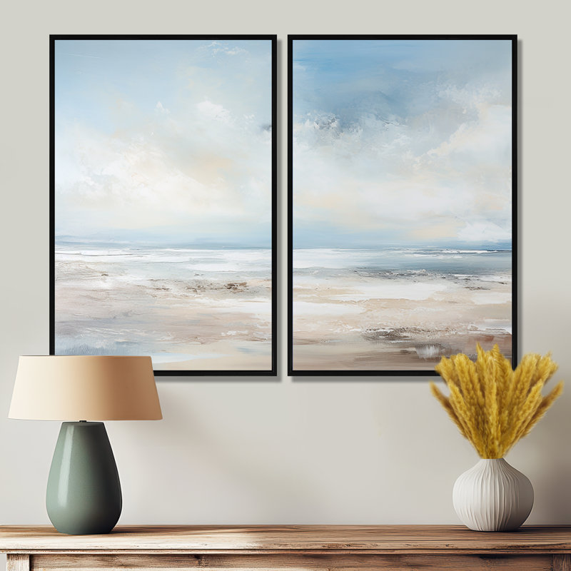 Coastal Beach Minimal Scenery III - impressions sur toile bleu côtier, Noir, H 36 po x l 48 po