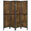 Paravent antique 4 panneaux muscade et noir