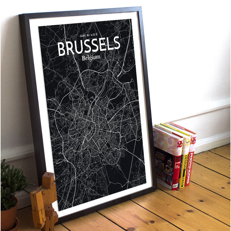 Brussels City Map - No Frame Print, 43cm H x 28cm W x 0.13cm D