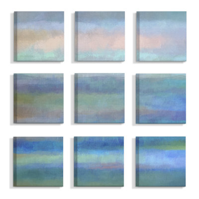 Gentle Abstract Blue Water Paint Splash by Cora Niele - 9 Piece Multi-Piece Image on Canvas
