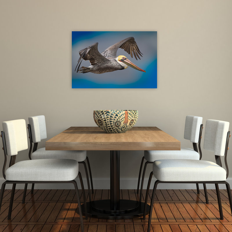 Brown Pelican In Flight Abstract Bird Pelican Coastal Nature Wall Art Print by Jeffrey C. Sink - 1 Piece Wrapped Canvas Wall Art
