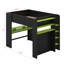 Lit superposé double en bois pleine grandeur avec bureau à hauteur réglable, garde-robe et lumière RVB-118155890