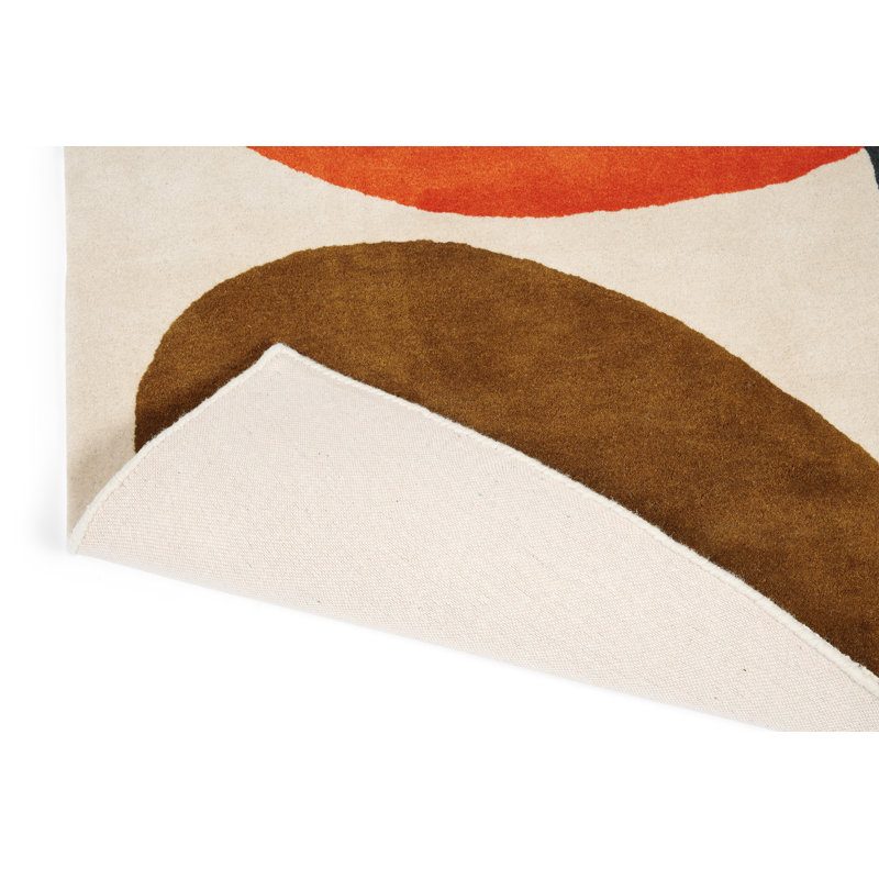 Wool Floral Area Rug in Beige/Brown/Orange, Rectangle 6'7" x 9'2"