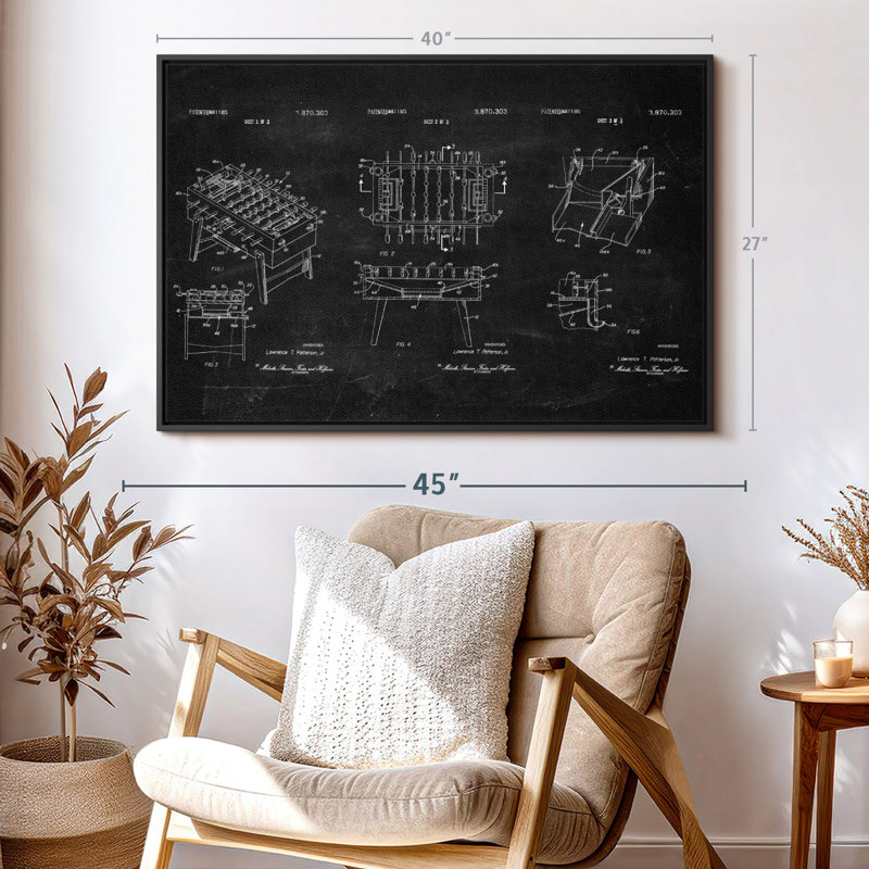 Brevet «Soccer Table BW vernis sur toile», H 27 po x l 40 po