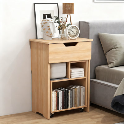 Table de chevet avec roulettes et rangement ouvert mobile