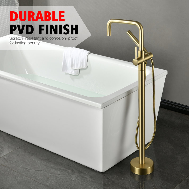 Sumerain Floor Mount Tub Faucet With Handheld Shower, Freestanding Bathtub Faucet Tub Filler Icc-es Certified- 9.48gpm High Flow