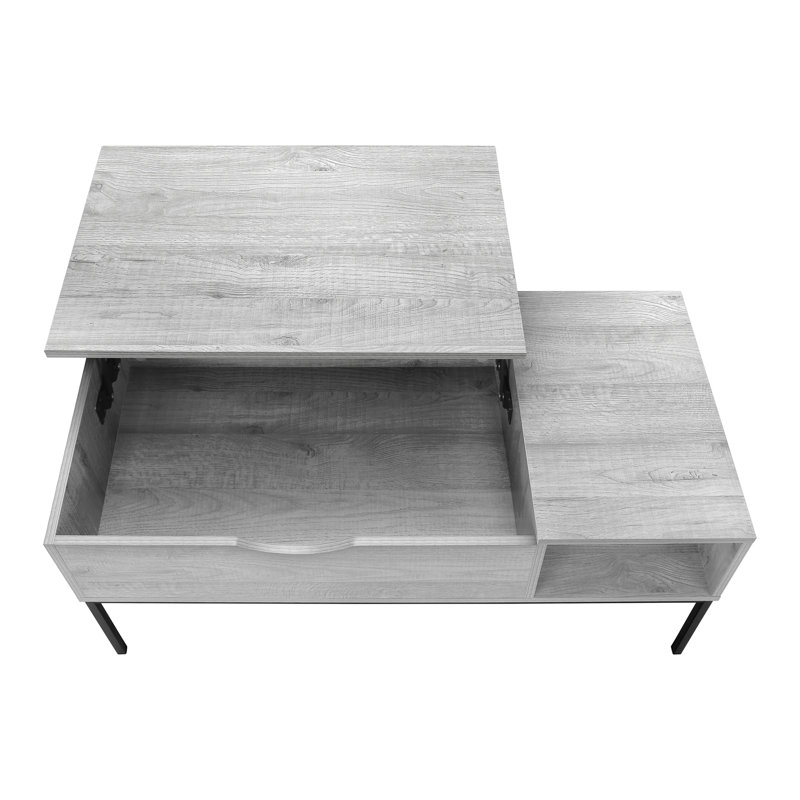 Coffee Table, 42" L, Rectangular, Cocktail, Lift-Top,  Metal, Contemporary, Modern, Grey