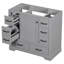 Armoire de salle de bain 36 po, finition grise, 6 tiroirs, tablette réglable, bois gris moderne, solide