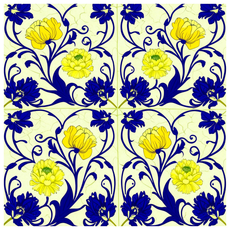 Housses de couette à fleurs jaunes et bleues, Très grand lit