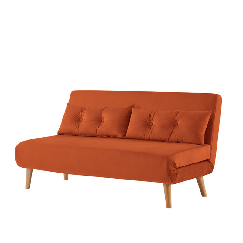 Wallen 2 Seater Velvet Sleeper, Orange