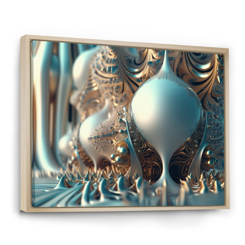 «Fractal Turquoise Pastel Cosmic Architecture», reproduction d'art sur toile, H 34 po x l 44 po x P 1,5 po