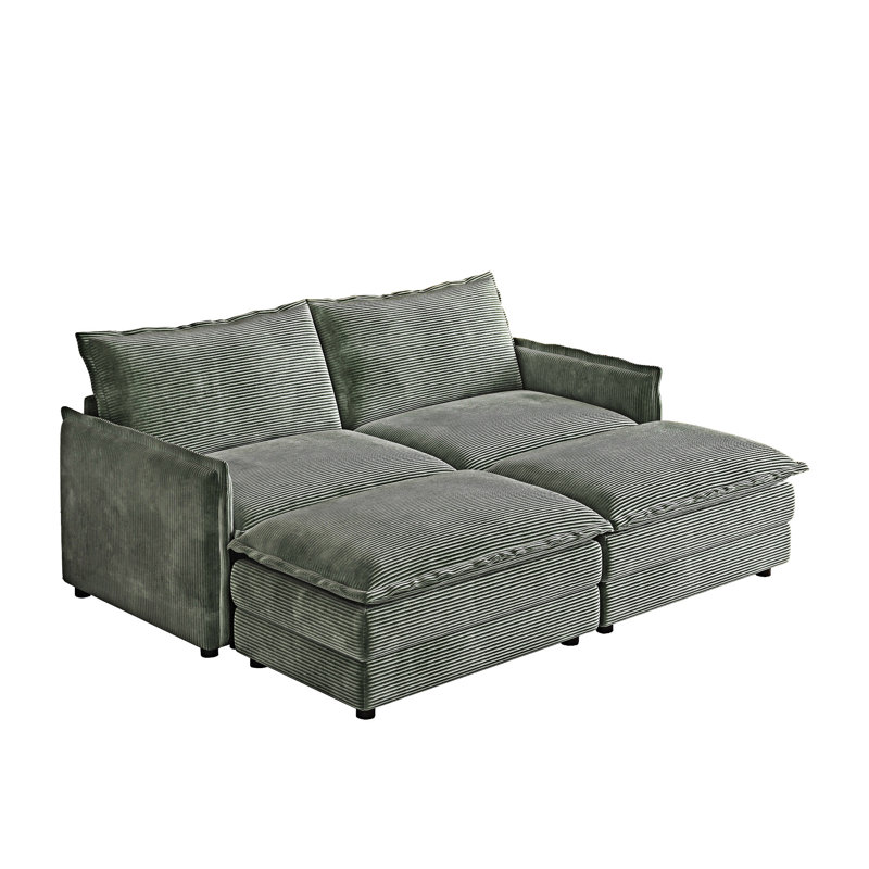 Canapé rembourré pour causeuse avec repose-pieds, Vert