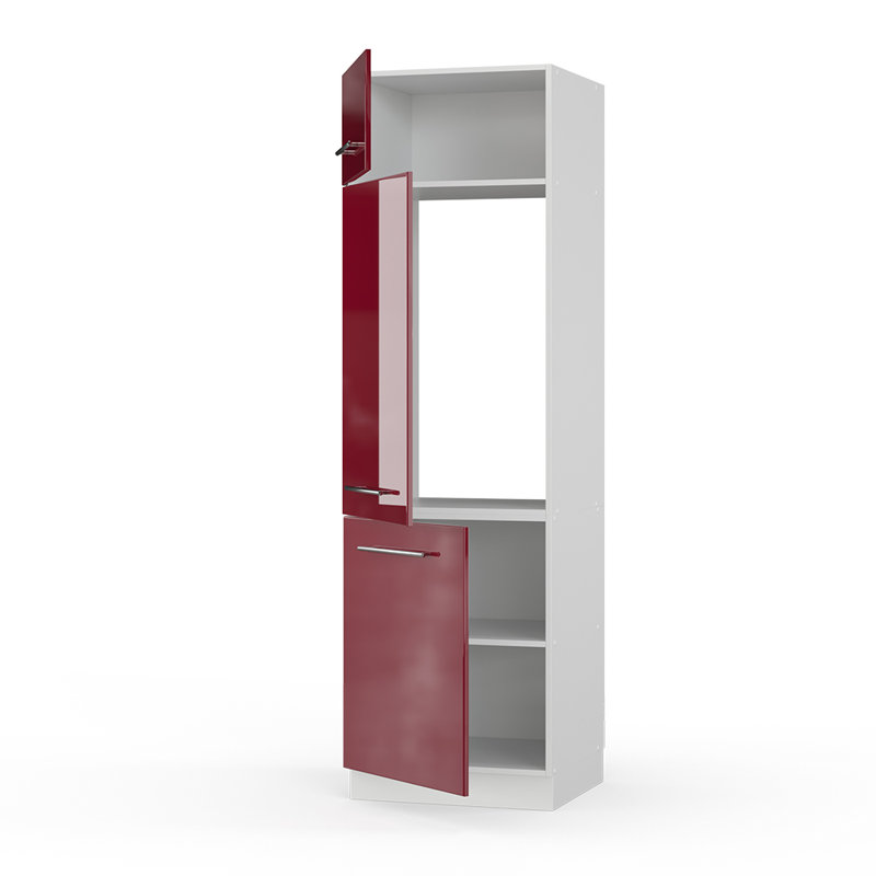 Bethani 207Cm H x 60Cm W x 58Cm D Oak Kitchen Cabinet, Red/White