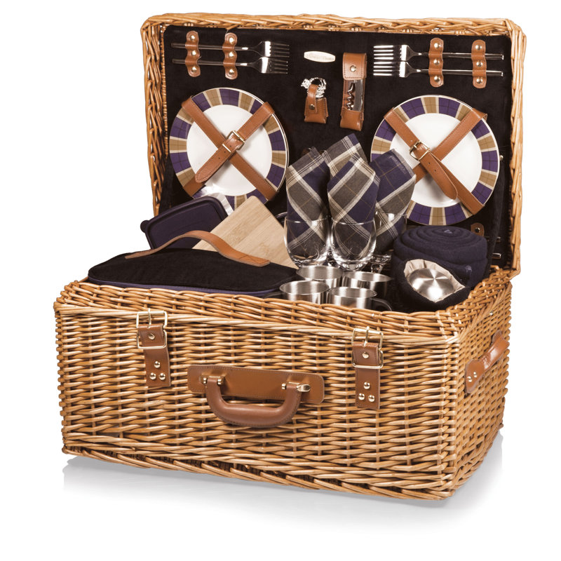 Grand panier en osier de luxe avec ensemble de pique-nique Windsor