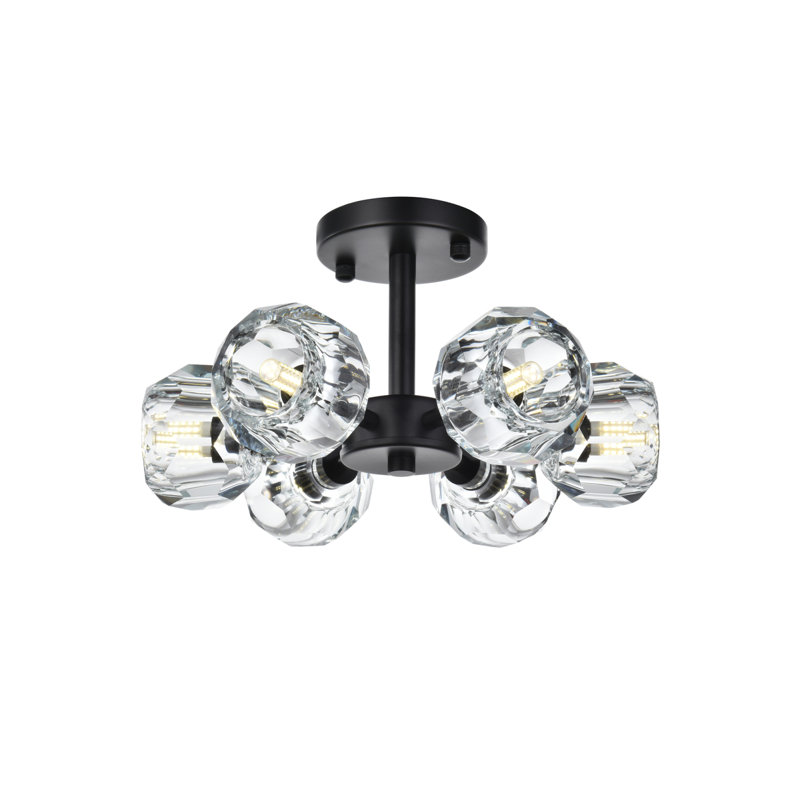 Yiau Crystal Flush Mount, Black
