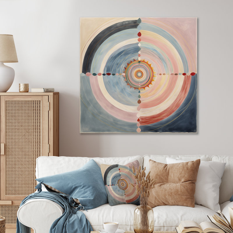 Serendipity In Retro Pink Pastel - Abstract Spirals, art mural sur toile, H 30 po x l 30 po x P 1 po, Toile tendue
