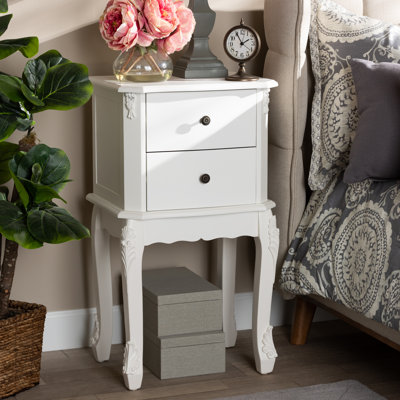 Garhett 2-Drawer Nightstand in White Finish With Brass Metal Knobs, 29.9'' H X 16.5'' W X 12.6'' D