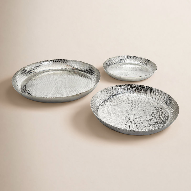 Set Of 3 Hammered Tray