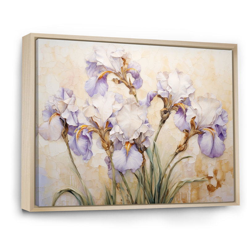 Beige minimalisme iris pétales radieux III, H 16 po x l 32 po x P 1 po, Cadre naturel flottant