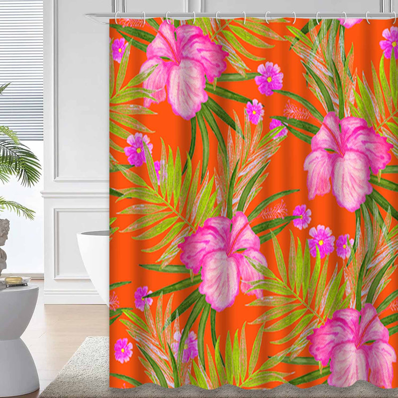 Aquarelle fleur d'hibiscus tropical avec 12 crochets, L 72 po x l 84 po