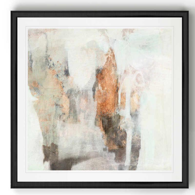 «Burnish Mint II», peinture sur toile, Cadre noir, H 17,5 po x l 17,5 po x P 1,5 po