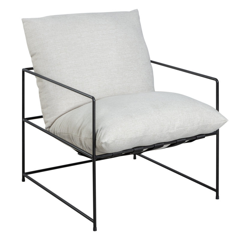 Merring Modern Industrial Accent Chair, White Polyester