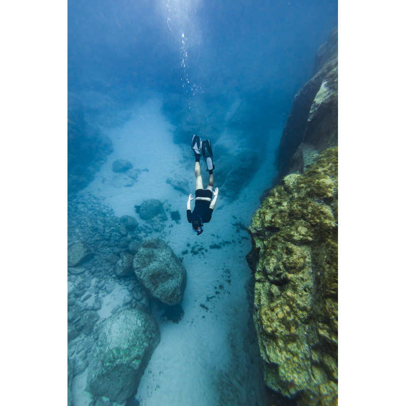 Man Free Diving In Fernando De Noronha by MaFelipe - No Frame Print on Canvas, 46cm H x 30cm W