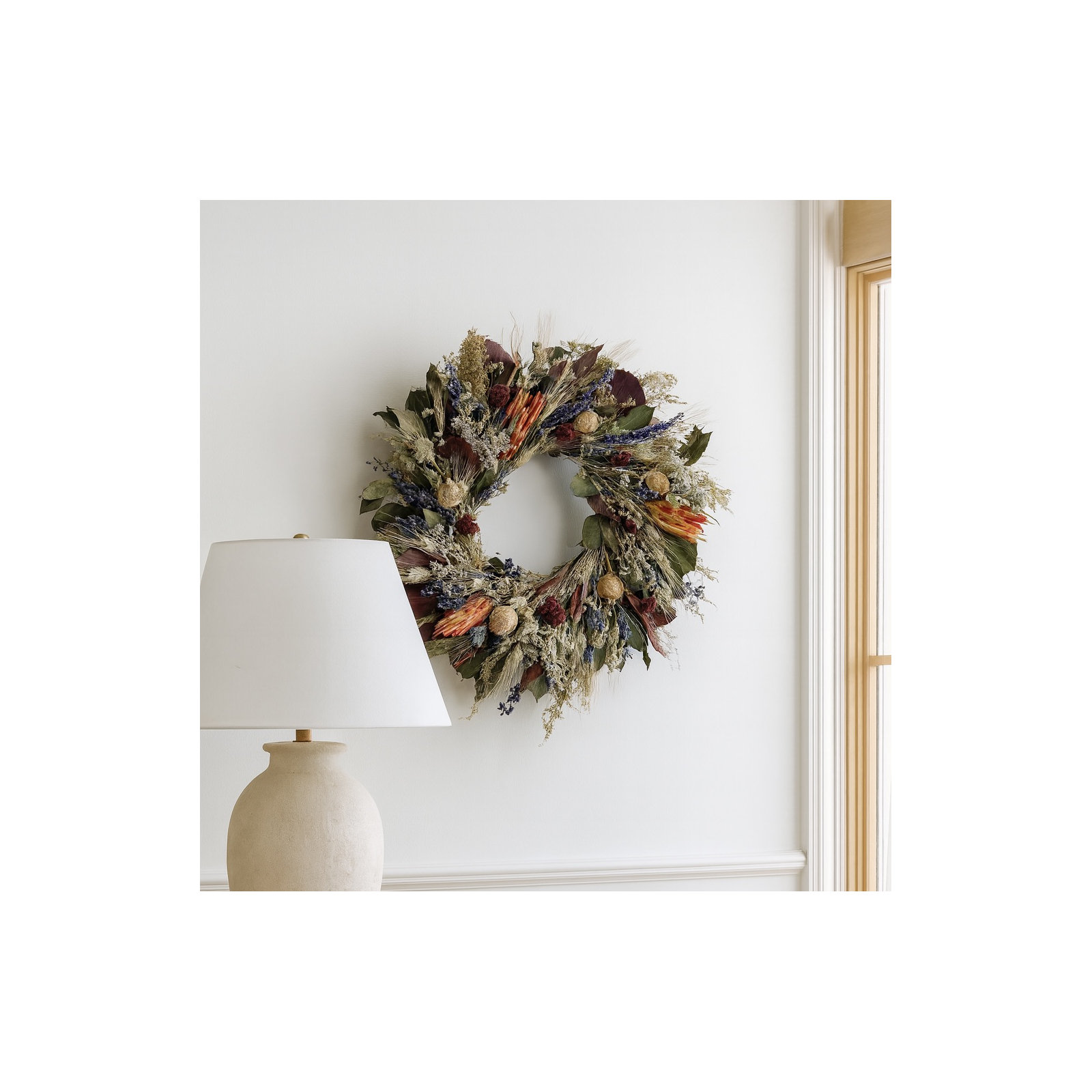 Dried Fall Villa Floral Wreath, 22" H x 22" W x 6" D