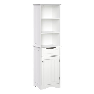 Armoire de rangement haute pour salle de bain avec tiroir et étagères