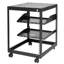 Support de rangement 12U à cadre ouvert de profondeur réglable de 15 à 40 po, fixation autoportante ou murale, support AV à 4 colonnes avec roulettes, pouvant accueillir tous les équipements informatiques et audiovisuels
