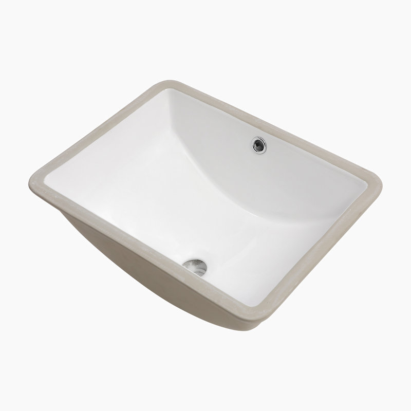 Lavabo de salle de bain rectangulaire en céramique blanche 14 "avec trop-plein Hewei