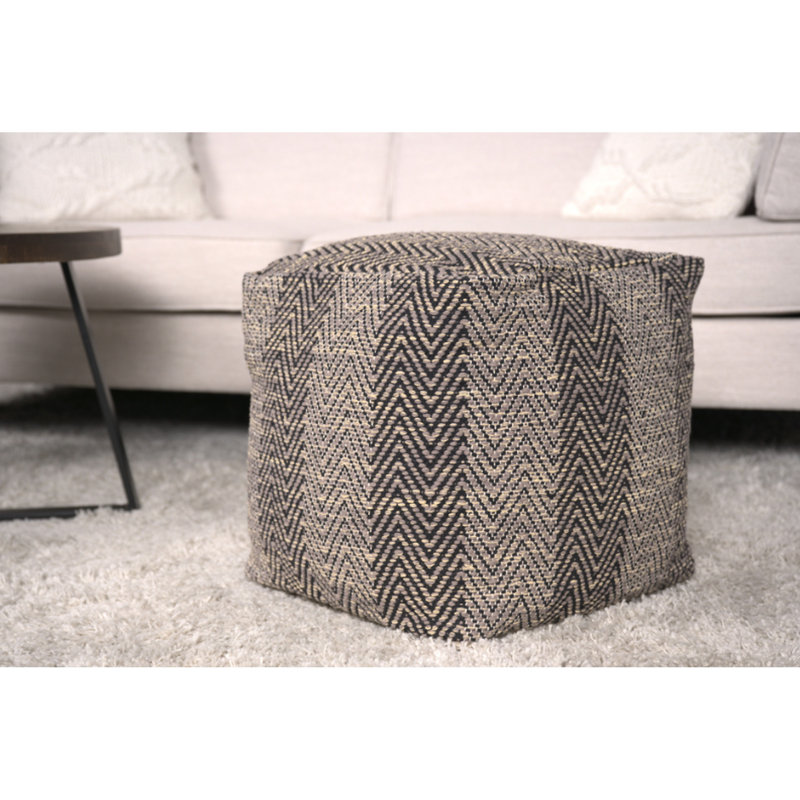 Pouf en coton à motif brun et beige, composant d'ornement fait à la main, largeur 14,85 po, entièrement assemblé, capacité de 250 livres, objet décoratif fabriqué à la main pour nettoyer les taches, propre, capacité de 250 lb
