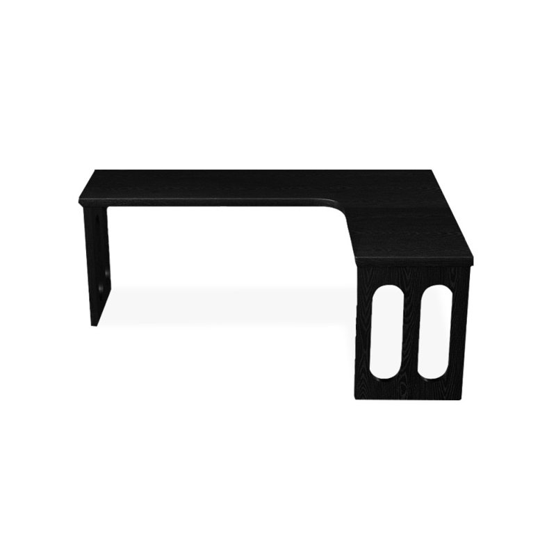 Black L-Shaped Solid Wood desks, 29.53" H x 78.74" W x 47.24" D, Right Hand Return