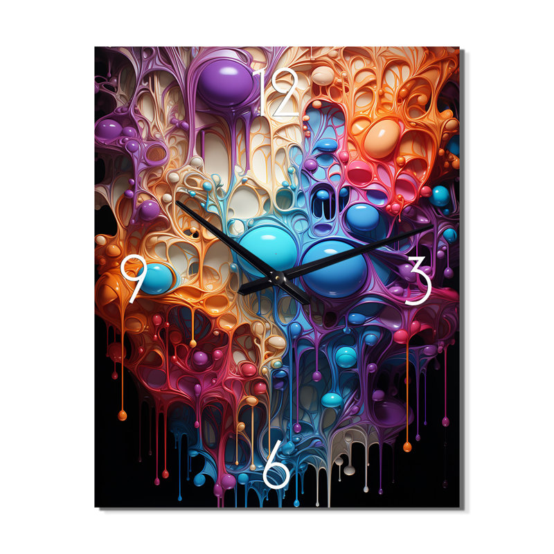 Bleu et orange, réalités abstraites - Horloge murale abstraite surdimensionnée, Médium