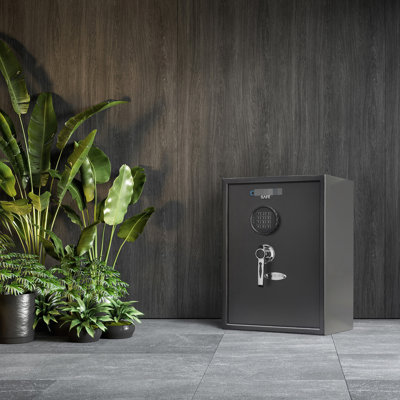Black Safe With 1.45 Cubic Ft Volume, Electronic Lock And Mounting Possibilities For Flexibility Steel Safe, Black, Digital Keypad Holes