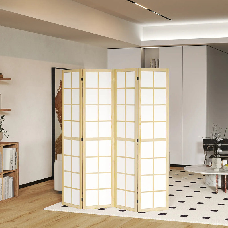 160cm W x 170cm H 4 - Panel Solid Wood Folding Room Divider