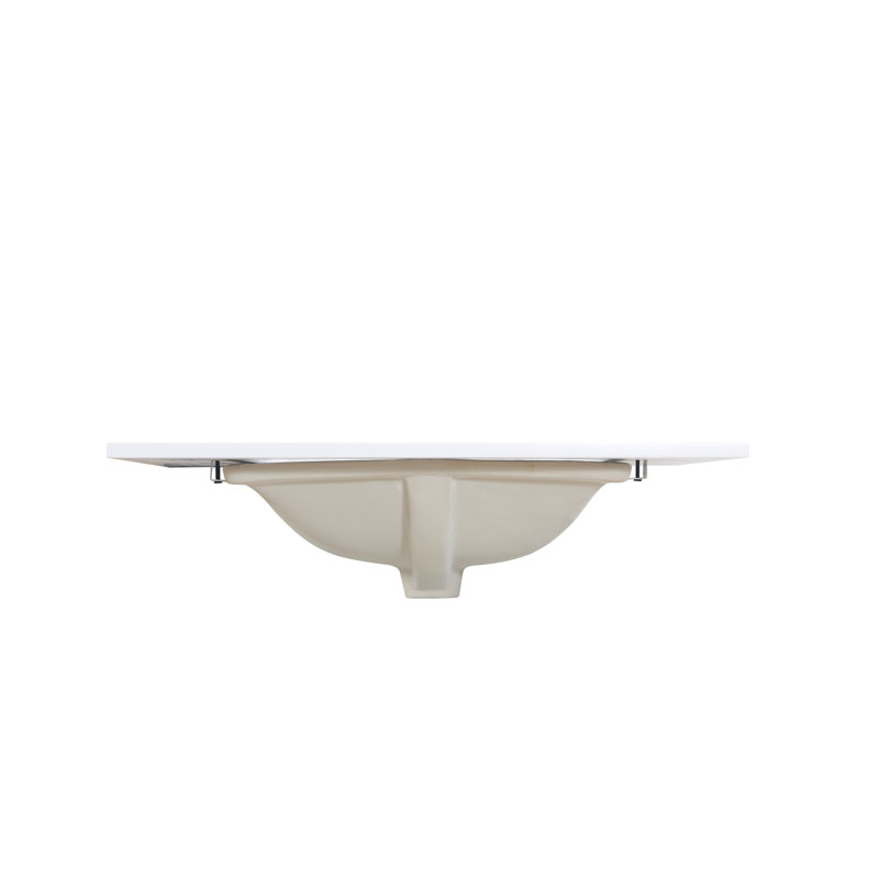 31" White Stone Vanity Top with Rectangular Ceramic Sink