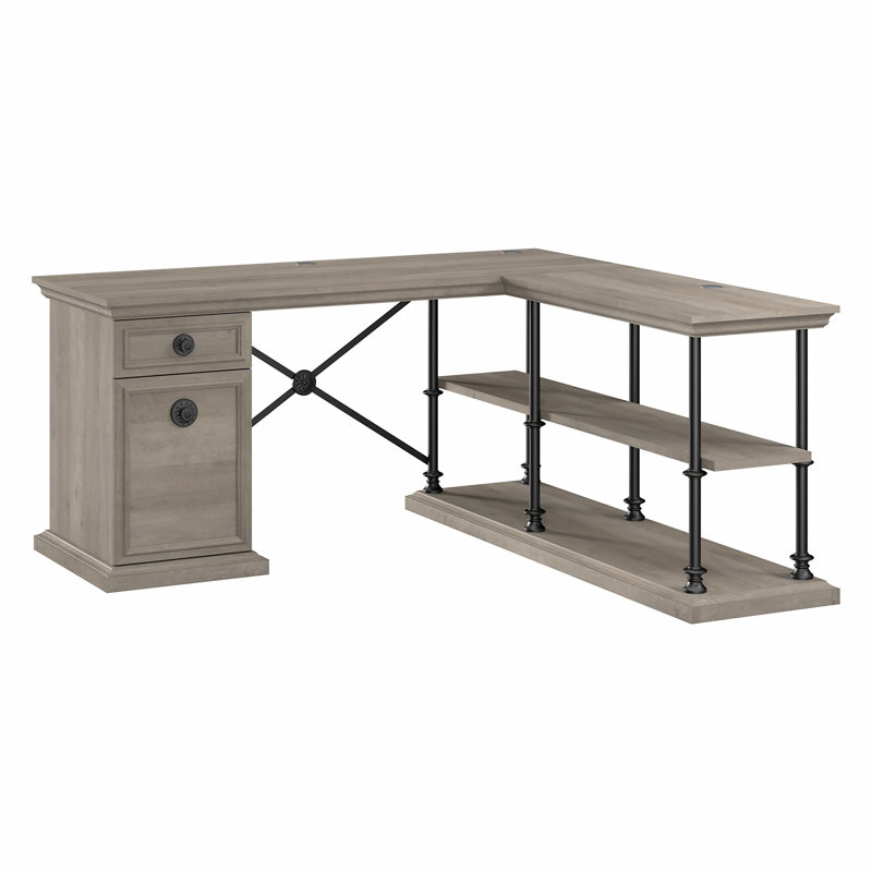 64W Designer L Shaped Desk with Storage