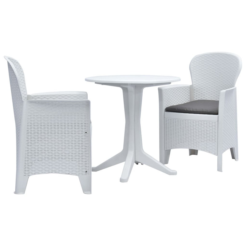 Brinklee Round Dining Set with Cushions, Brown, White, 2