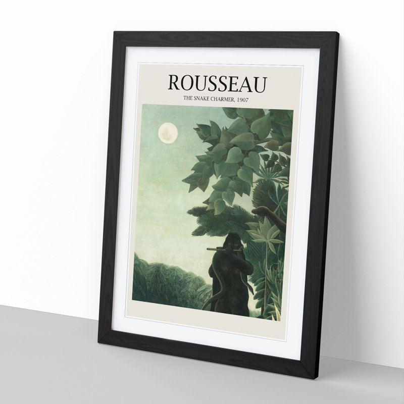 The Snake Charmer by Henri Rousseau - Picture Frame Painting, 48cm H x 36cm W x 2cm D, Black Framed