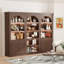 Armoire de rangement en bois avec design arqué, vitrine avec éclairage DEL, grande capacité et surface imperméable-121515904