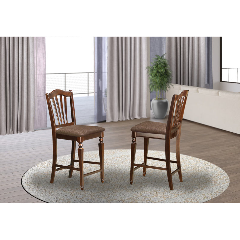 Tabourets Chelsea, Acajou, Tissu en lin