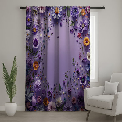 Floral Arrangement Window Curtains, Floral Sheer & Blockout Curtains - 1 Panel
